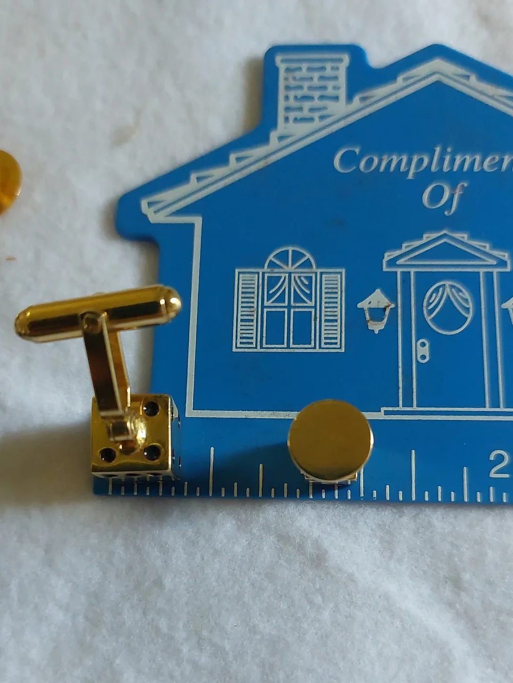 Vintage Men's Gold-Tone Novelty Dice Cufflinks & Shirt Studs Set, Estate Jewelry